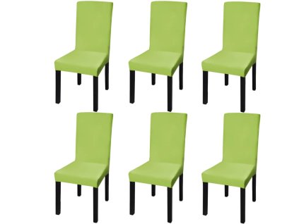 Hladké strečové potahy na židle 6 ks zelené 131424