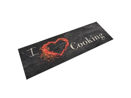 Kuchyňský koberec omyvatelný Vaření černý 60 x 180 cm samet 136550