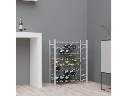 Stojan na víno na 48 lahví bílý kov 340908