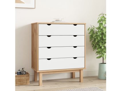 Zásuvková komoda OTTA hnědá/bílá 76,5x39,5x90 cm borové dřevo 348584