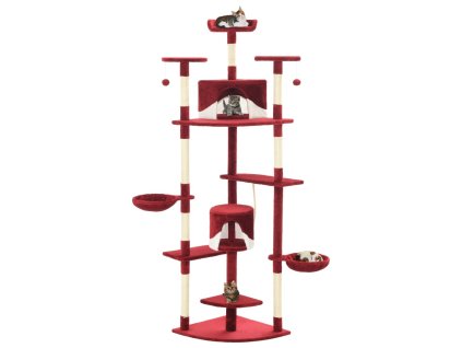 Škrabadlo pro kočky sisalové sloupky 203 cm červené a bílé 170531