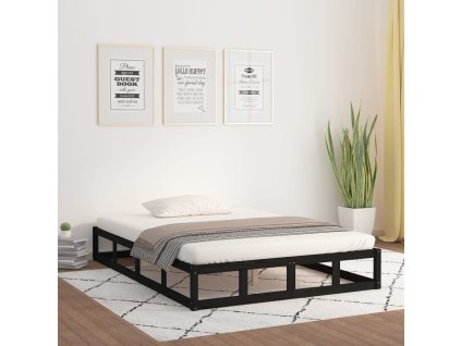 Rám postele černý 200 x 200 cm masivní dřevo 820820