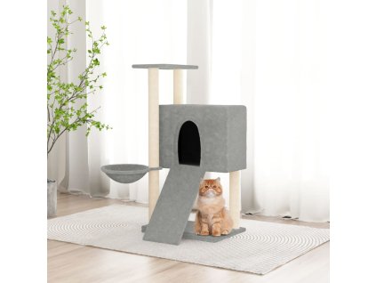 Škrabadlo pro kočky se sisalovými sloupky světle šedé 96 cm 171646