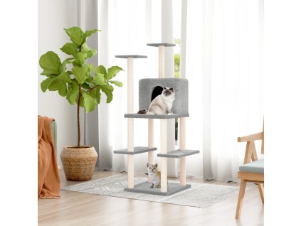 Škrabadlo pro kočky se sisalovými sloupky světle šedé 144,5 cm 171631