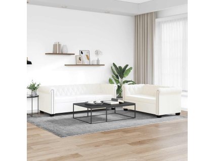 vidaXL Chesterfield 2místná a 3místná sedačka umělá kůže bílá 272250