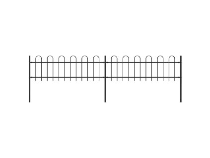 Zahradní plot s obloukem nahoře ocelový 359 x 60 cm černý 277639