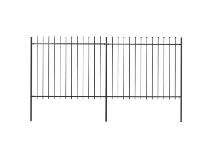 Zahradní plot s kopím nahoře ocelový 359 x 150 cm černý 277630