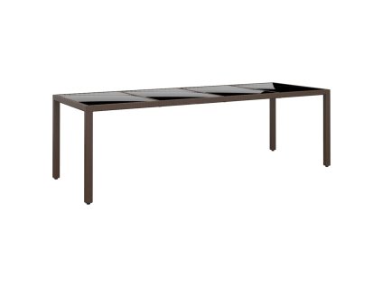 Zahradní stůl se skleněnou deskou hnědý polyratan 310595