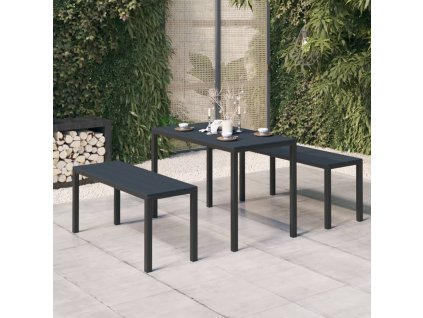 3dílný zahradní jídelní set ocel a WPC černý 317139