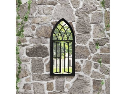 Zahradní zrcadlo černé 70 x 30 cm železo pro použití venku 318364