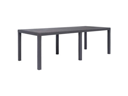 Zahradní stůl bílý 220 x 90 x 72 cm plast ratanový vzhled 45609