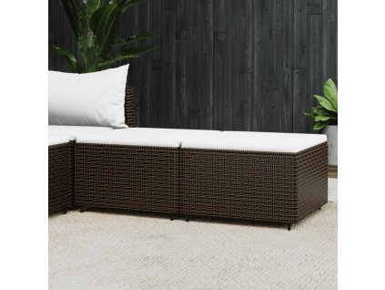 Zahradní podnožky s poduškami 2 ks hnědé polyratan 319757