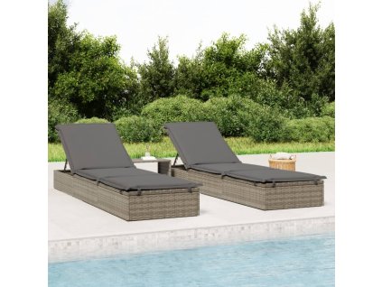 Zahradní lehátko 1 ks s poduškou šedé 201x55x62 cm polyratan 319631