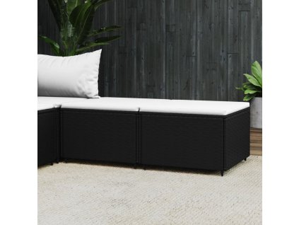 Zahradní podnožky s poduškami 2 ks černé polyratan 319741