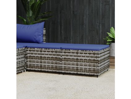 Zahradní podnožky s poduškami 2 ks šedé polyratan 319853