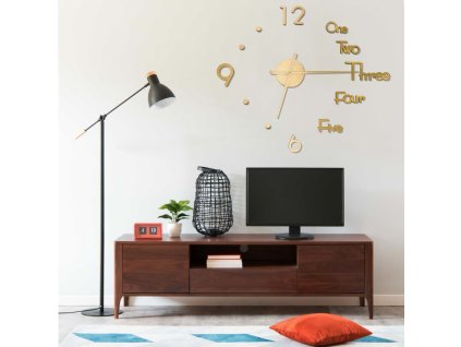 3D nástěnné hodiny moderní design zlaté 100 cm XXL 325154