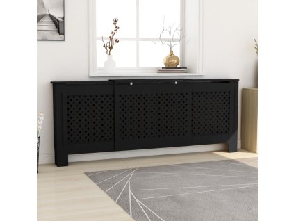 Kryt na radiátor MDF černý 205 cm 325556