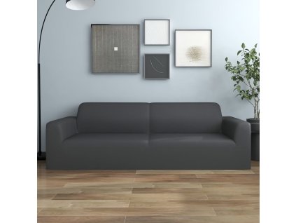 Strečový potah na 3místnou pohovku antracitový polyester žerzej 332938