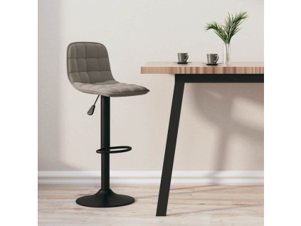 Barová židle světle šedá samet 333980