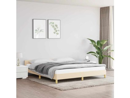 Rám postele bez matrace krémový 160 x 200 cm textil 347428