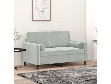 Dekorační polštáře 2 ks světle šedé Ø15x50 cm samet 349509