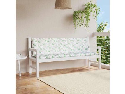 Podušky na zahradní lavici 2 ks vzor listů oxfordská látka 361731