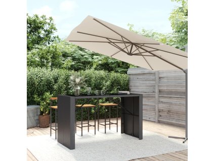 Barový stůl se skleněnou deskou černý 185x80x110 cm polyratan 362600