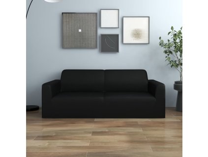 Strečový potah na dvoumístnou pohovku černý polyesterový žerzej 332933