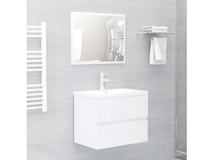 2dílná koupelnová sestava bílá vysoký lesk kompozitní dřevo 804878