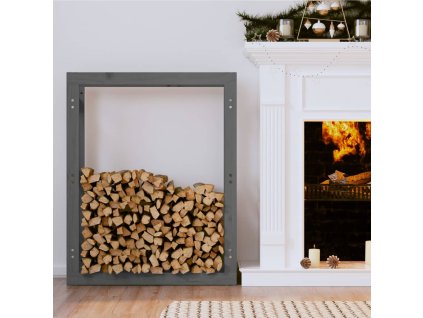 Stojan na dřevo šedá 80 x 25 x 100 cm masivní borovice 822419