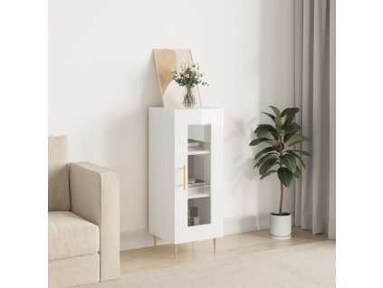 Příborník bílý s vysokým leskem 34,5x34x90 cm kompozitní dřevo 828782