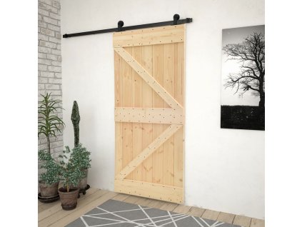 Posuvné dveře se setem kování 80 x 210 cm masivní borové dřevo 3057489