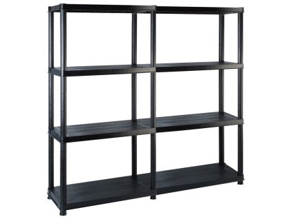 Úložný regál 4patrový černý 122 x 30,5 x 130 cm plast 3059851