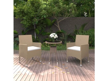 3dílný zahradní jídelní set polyratan béžový 3058460