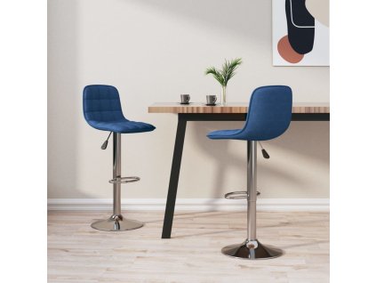 Barové židle 2 ks modré textil 333949