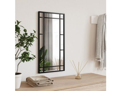 Nástěnné zrcadlo černé 30 x 60 cm obdélník železo 358628