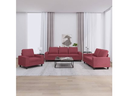 3dílná sedací souprava vínová textil 3201872