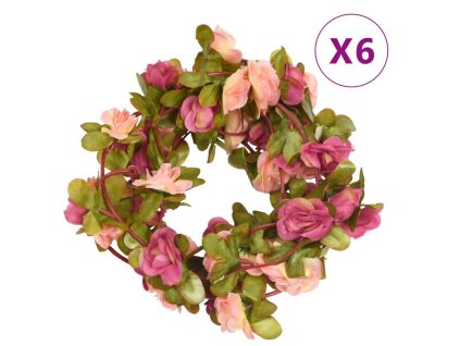 Květinové girlandy 6 ks růžově červené 250 cm 359045