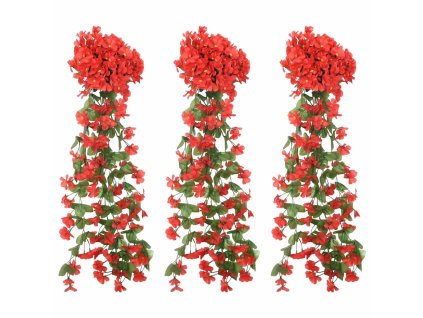 Květinové girlandy 3 ks červené 85 cm 359053
