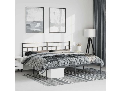 Kovový rám postele s čelem černý 193 x 203 cm 355665