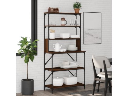 Kuchyňský regál 6patrový hnědý dub 90 x 40 x 180 cm kompozit 834224