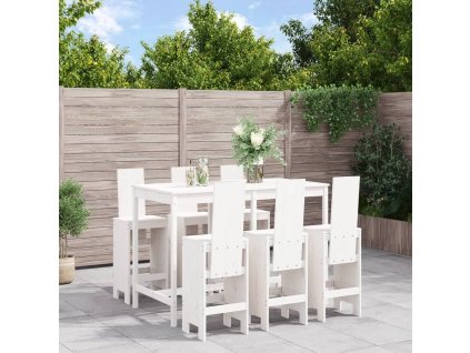 7dílný zahradní barový set bílý masivní borové dřevo 3157782