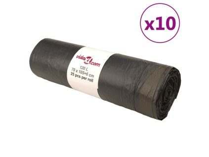 Pytle na odpadky se stahovacími šňůrkami 250 ks černé 120 l 155344