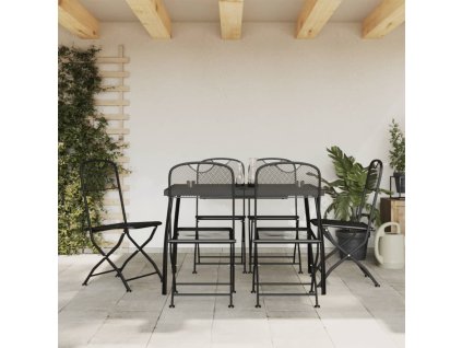 7dílný zahradní jídelní set antracitový tahokov 3211813
