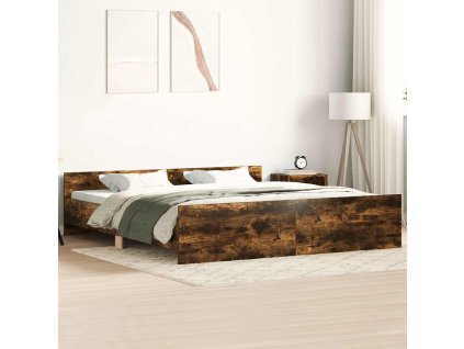 Rám postele s hlavovým a nožním čelem kouřový dub 160 x 200 cm 3203765