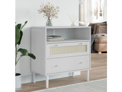 Příborník SENJA ratanový vzhled bílý 80 x 40 x 80 cm borovice 358020