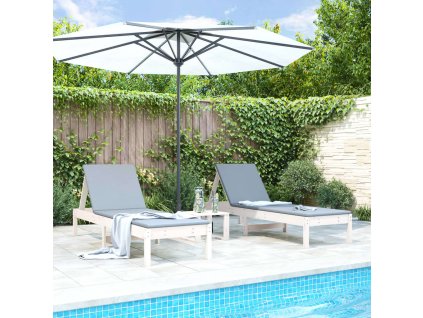 Zahradní lehátka 2 ks bílá 199,5x60x74 cm masivní borové dřevo 825068