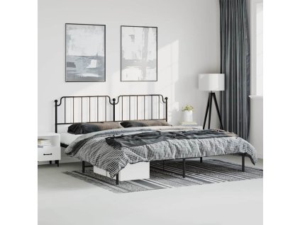 Kovový rám postele s čelem černý 193 x 203 cm 373893