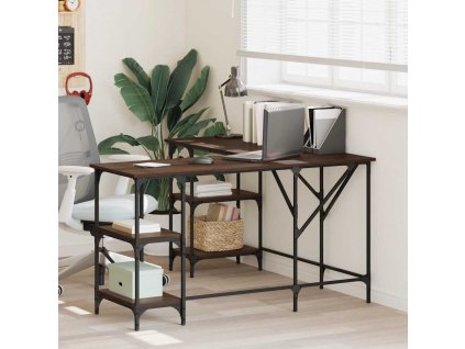 Psací stůl hnědý dub 139 x 139 x 75 cm kompozitní dřevo 837596