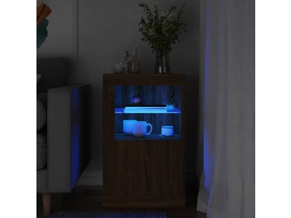 Odkládací skříňka s LED osvětlením hnědý dub kompozitní dřevo 836642